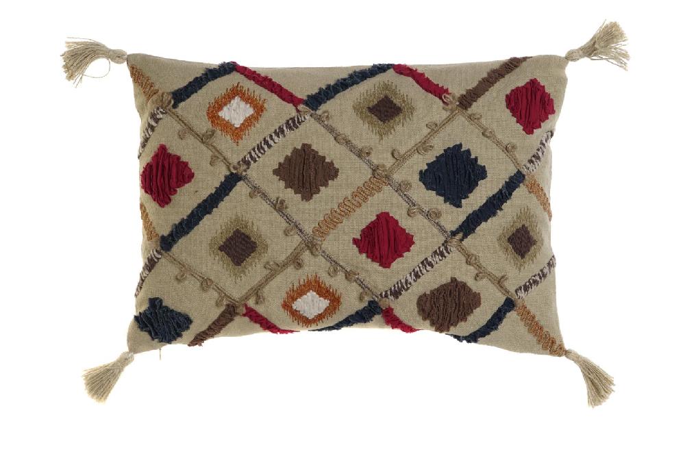 Dekodonia FUNDA COJÍN ALGODÓN FLECOS GRANDE