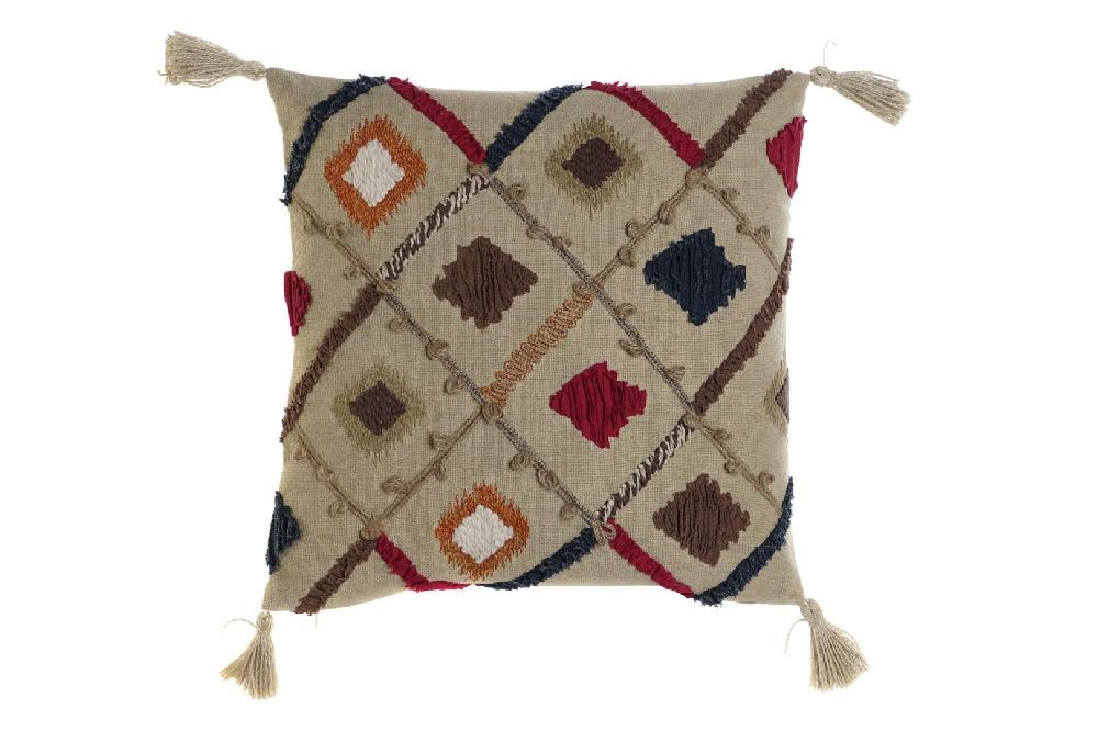 Dekodonia FUNDA COJÍN ALGODÓN FLECOS PEQUEÑO