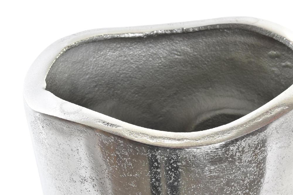 Dekodonia Jarrón Aluminio Cara Plateado Pequeño