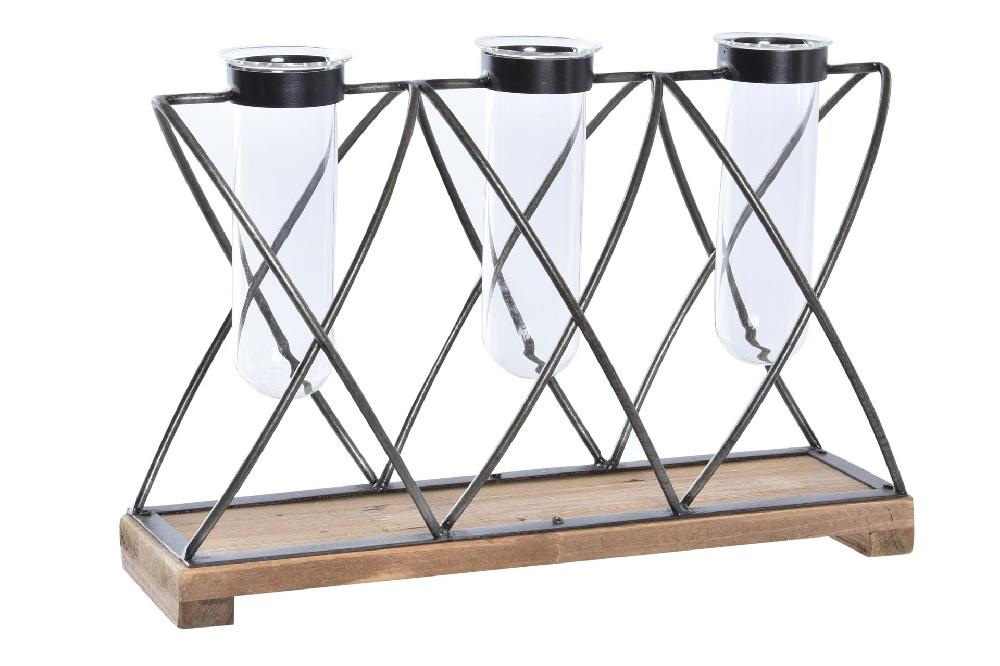 Dekodonia JARRÓN CRISTAL Y MADERA