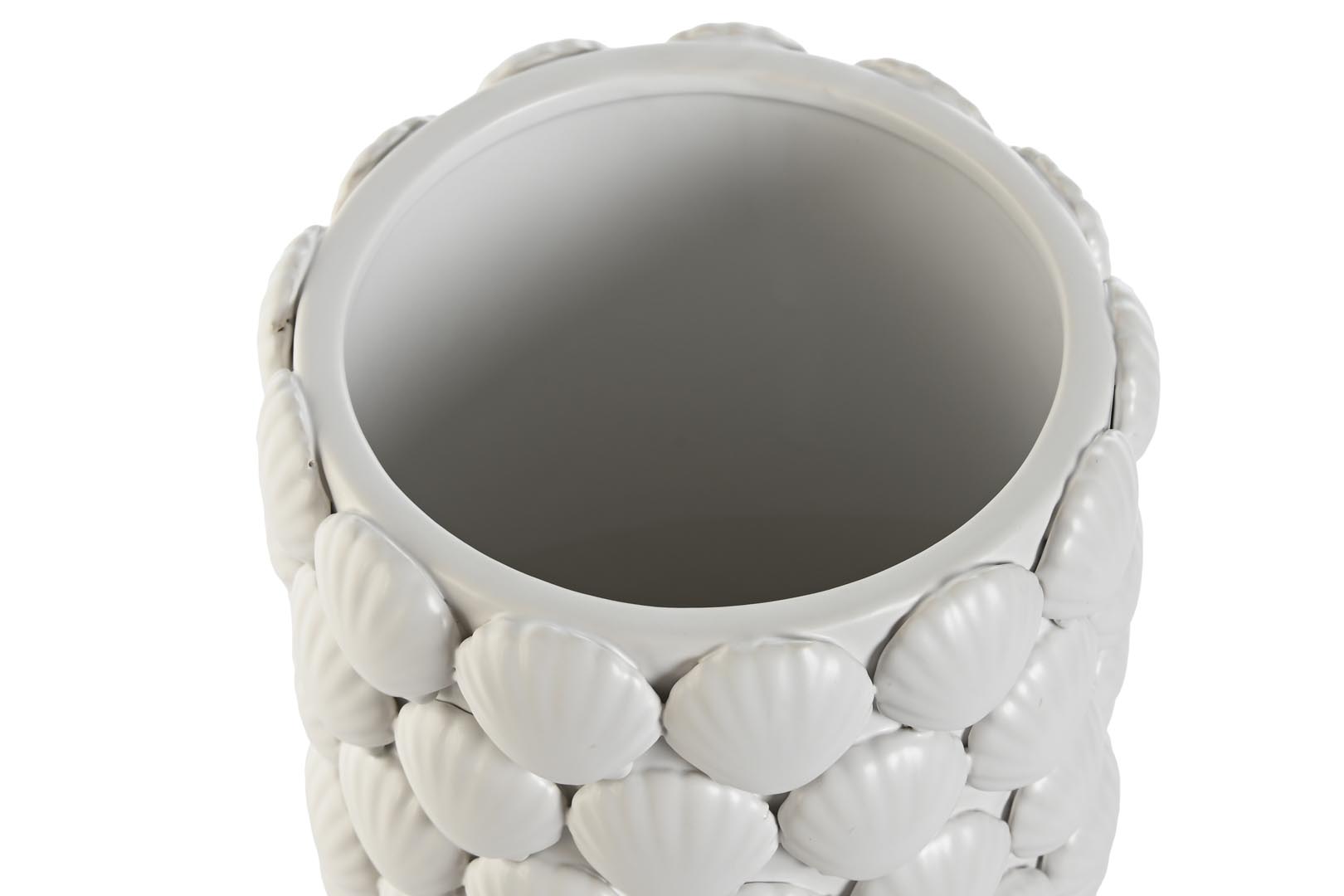 Dekodonia Jarrón Gres Conchas Blanco Grande