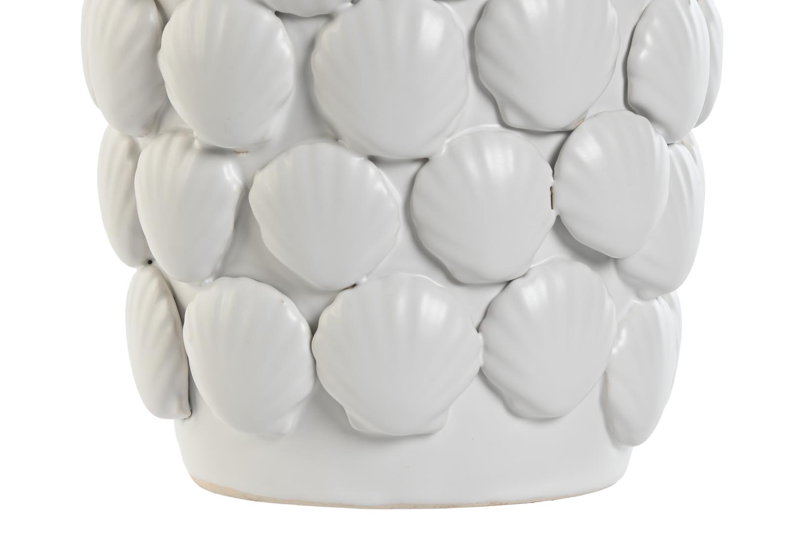 Dekodonia Jarrón Gres Conchas Blanco Grande