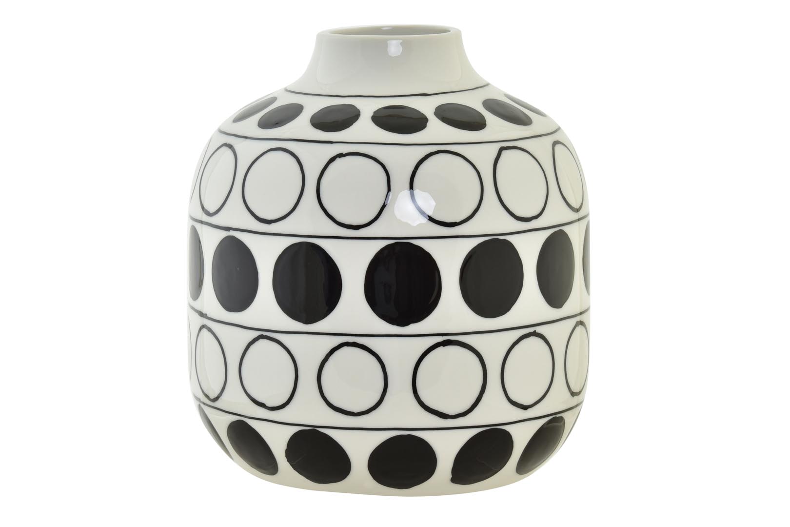 Dekodonia JARRÓN PORCELANA CIRCULOS BLANCO