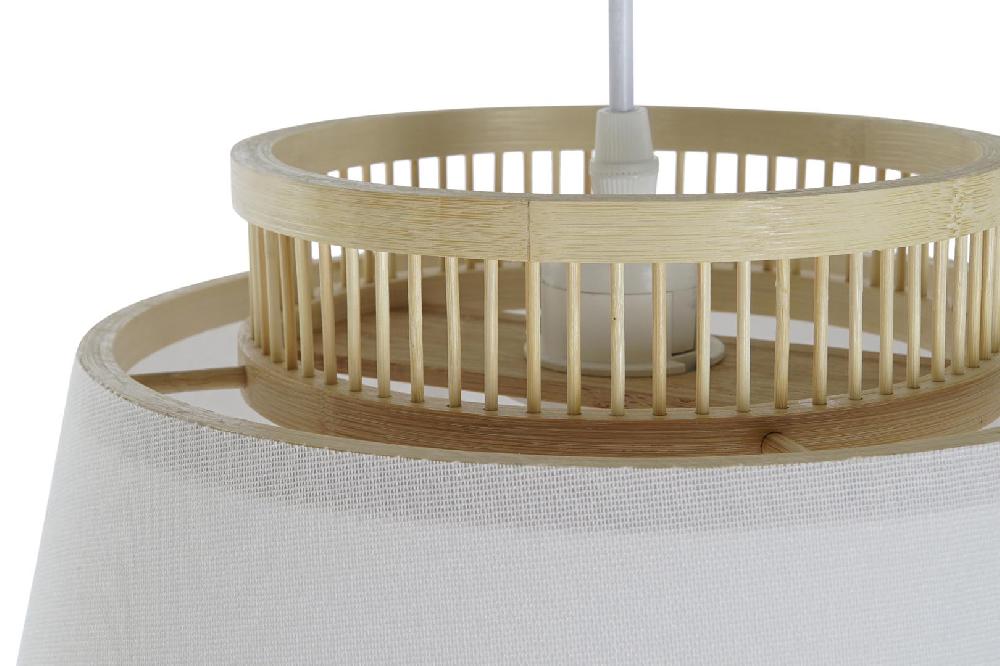 Dekodonia LÁMPARA TECHO BAMBÚ Y TELA BLANCA
