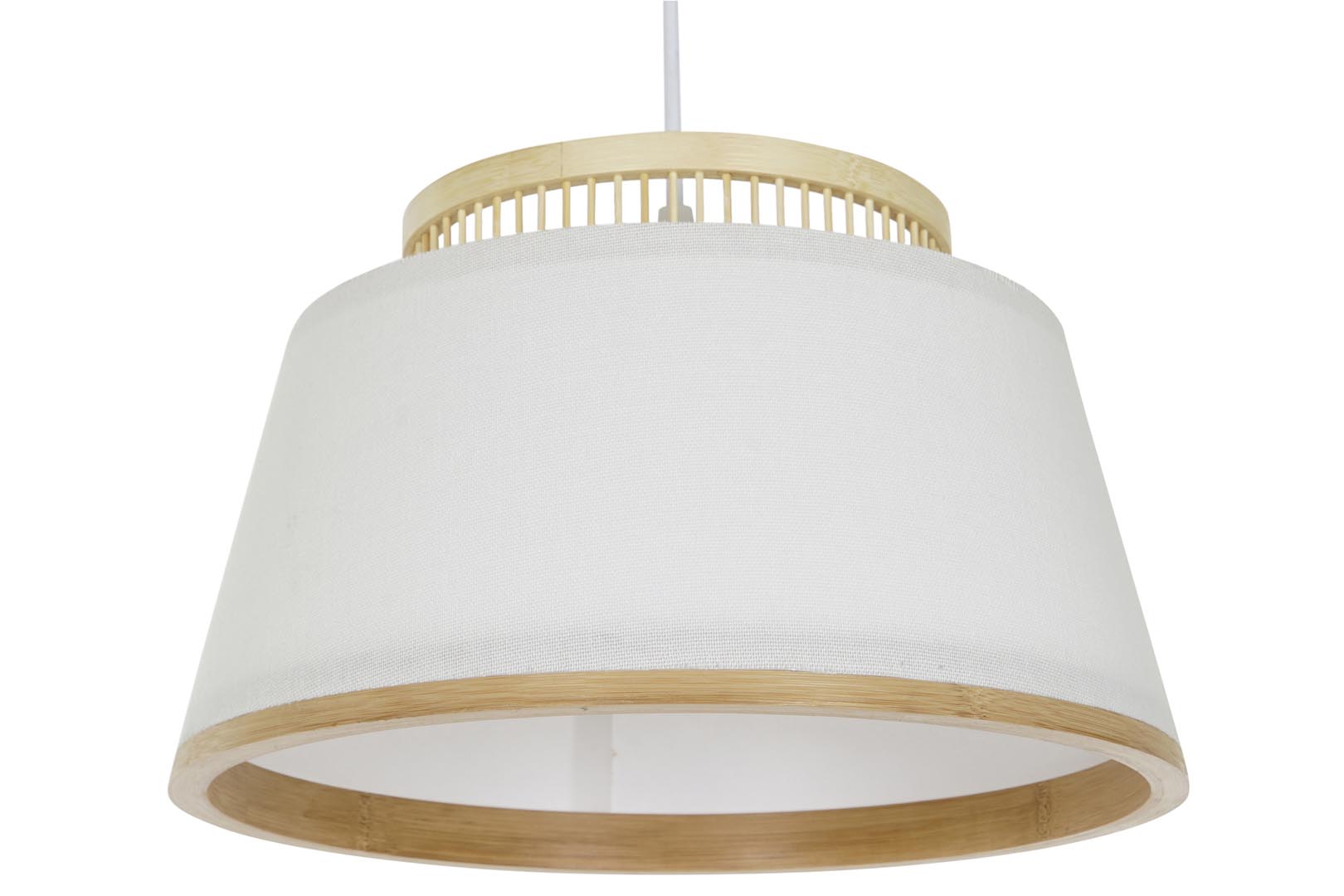 Dekodonia LÁMPARA TECHO BAMBÚ Y TELA BLANCA
