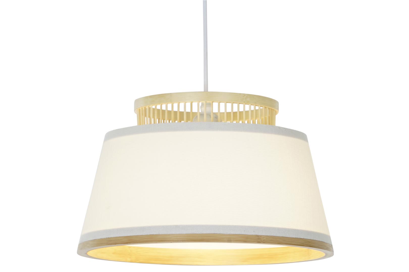 Dekodonia LÁMPARA TECHO BAMBÚ Y TELA BLANCA