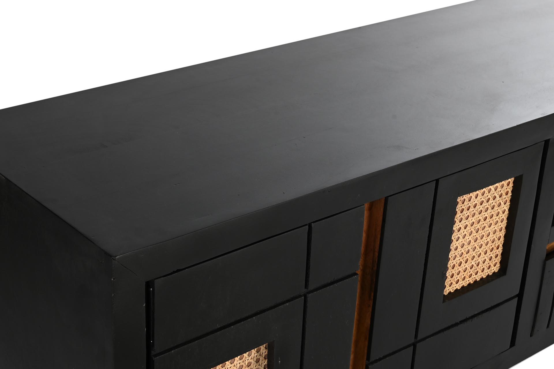 Dekodonia MUEBLE TV MANGO Y RATÁN NEGRO