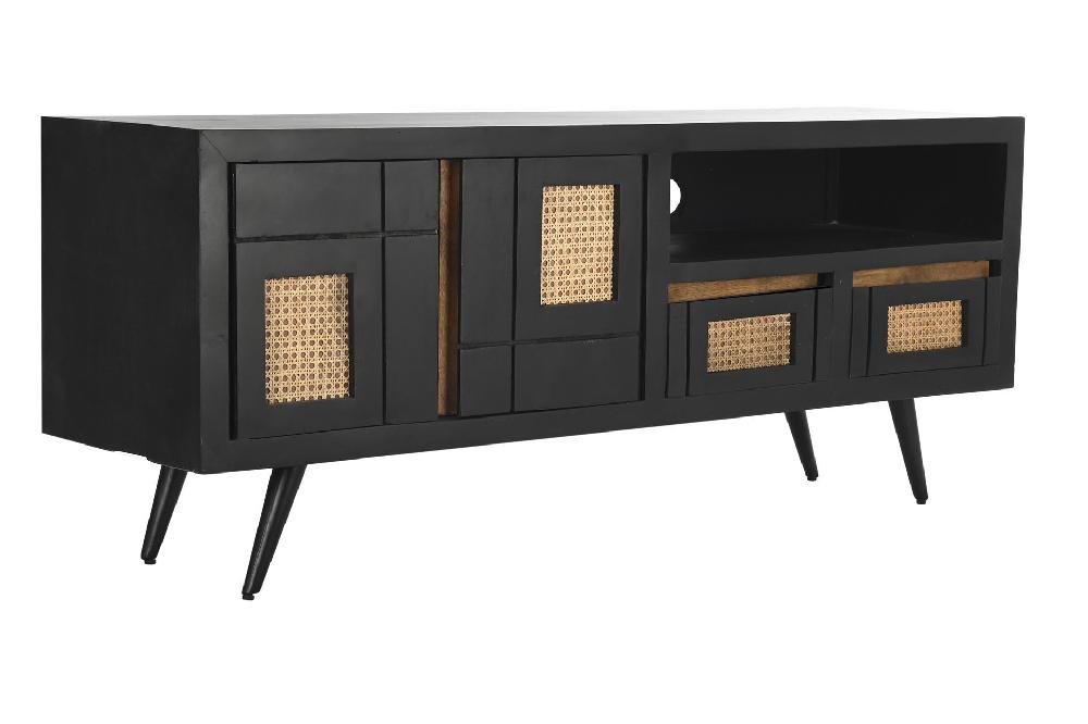 Dekodonia MUEBLE TV MANGO Y RATÁN NEGRO