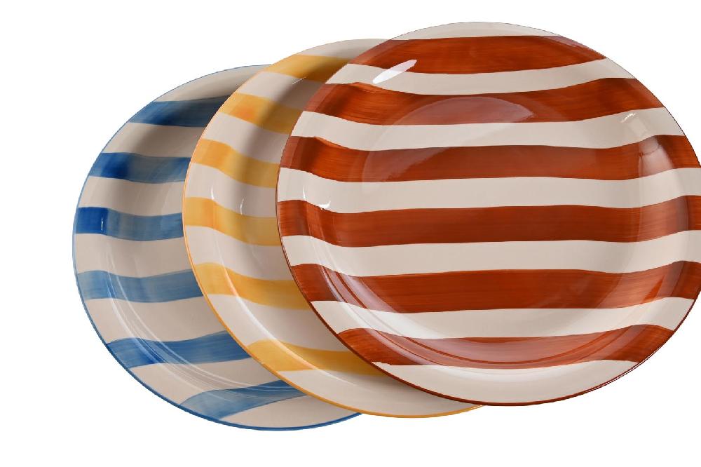 Dekodonia PACK SEIS PLATOS GRANDES LOZA RAYAS