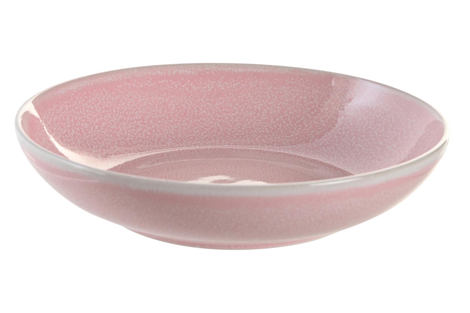 Dekodonia PACK SEIS PLATOS HONDOS GRES RAYAS ROSAS