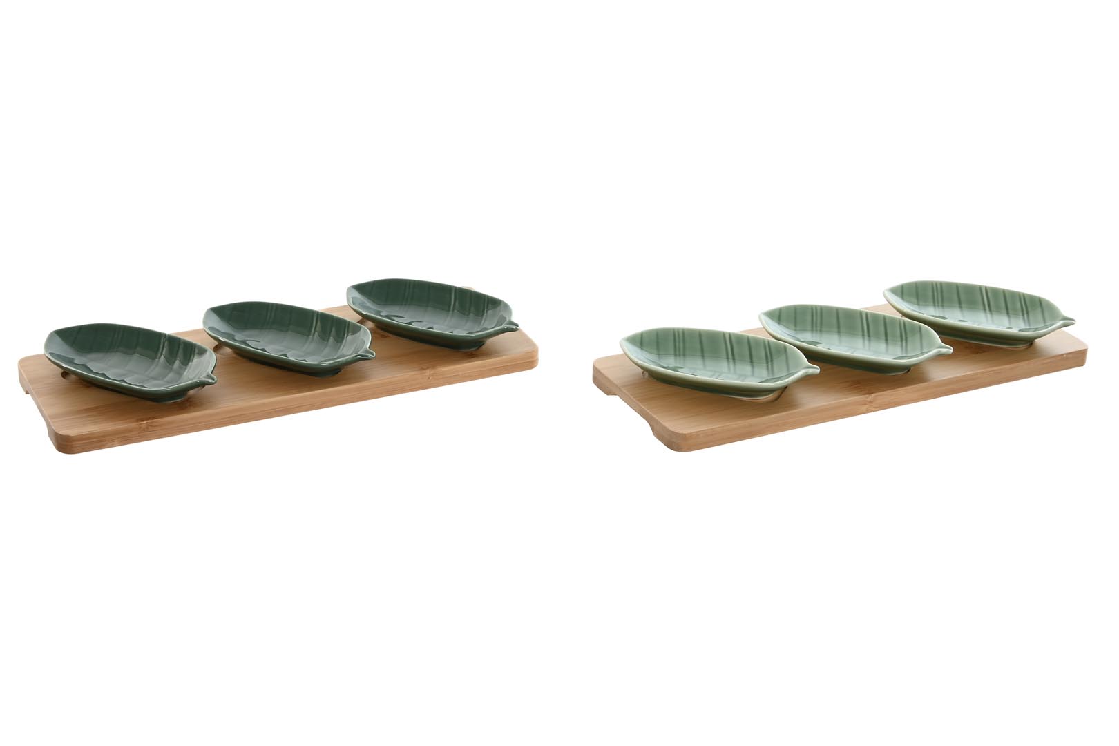 Dekodonia SET APERITIVO PORCELANA BANDEJAS HOJAS