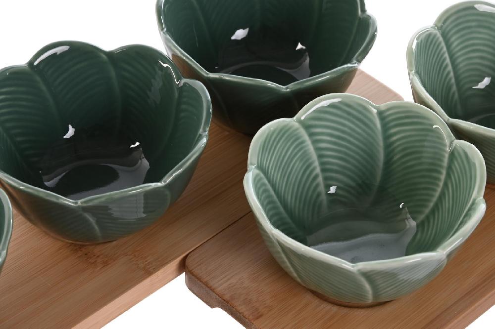 Dekodonia SET APERITIVO PORCELANA BOWLS HOJAS