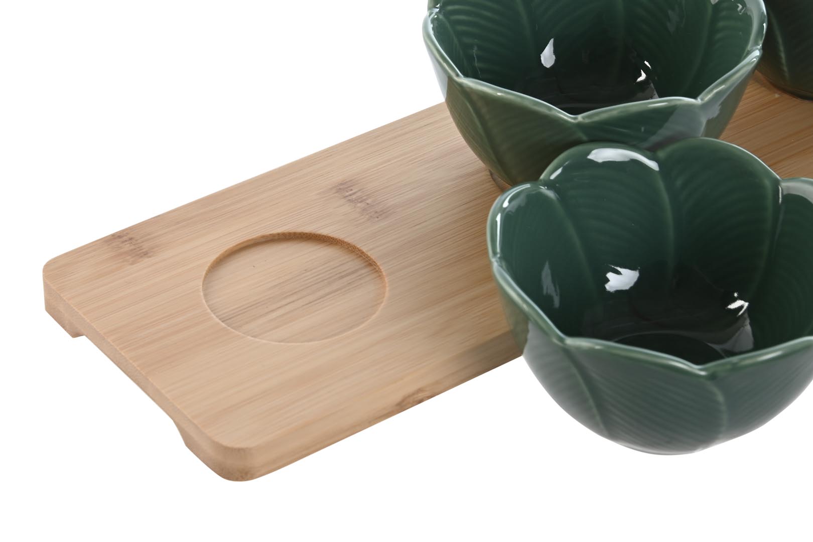 Dekodonia SET APERITIVO PORCELANA BOWLS HOJAS