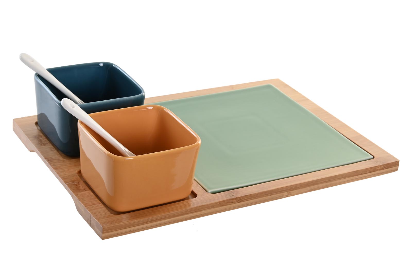 Dekodonia SET APERITIVO PORCELANA Y BAMBÚ GRANDE