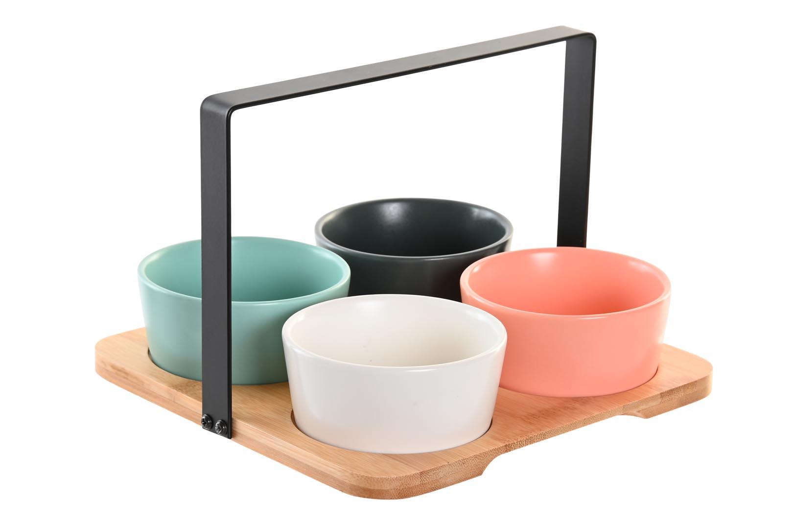 Dekodonia SET APERITIVO PORCELANA Y BAMBÚ GRANDE