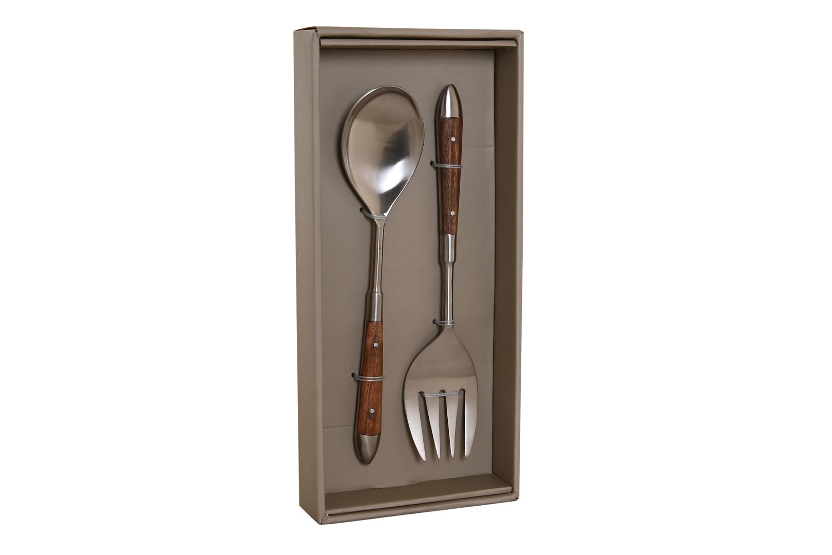 Dekodonia SET CUBIERTOS SERVIR INOX Y ACACIA