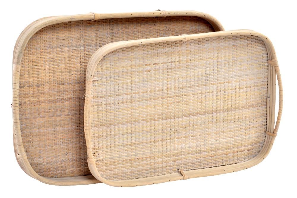 Dekodonia SET DOS BANDEJAS RATÁN RECTANGULARES