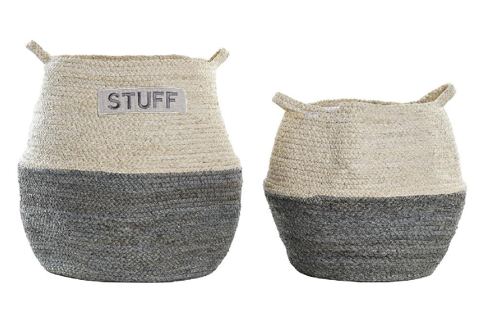 Dekodonia Set dos Cesta Fibra Maíz Gris