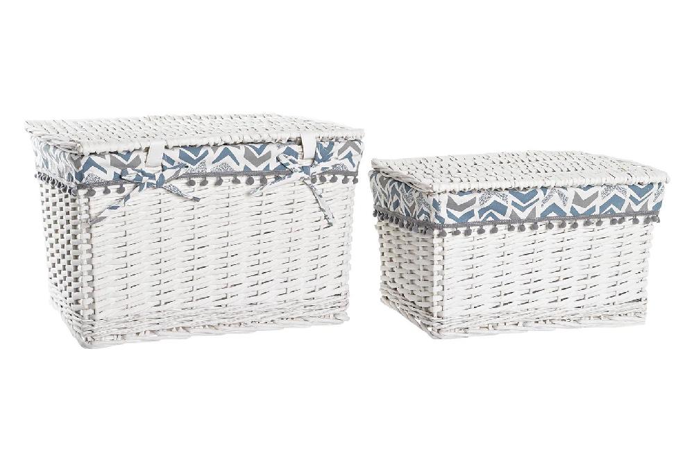 Dekodonia Set dos Cesta Mimbre Poliéster Blanco