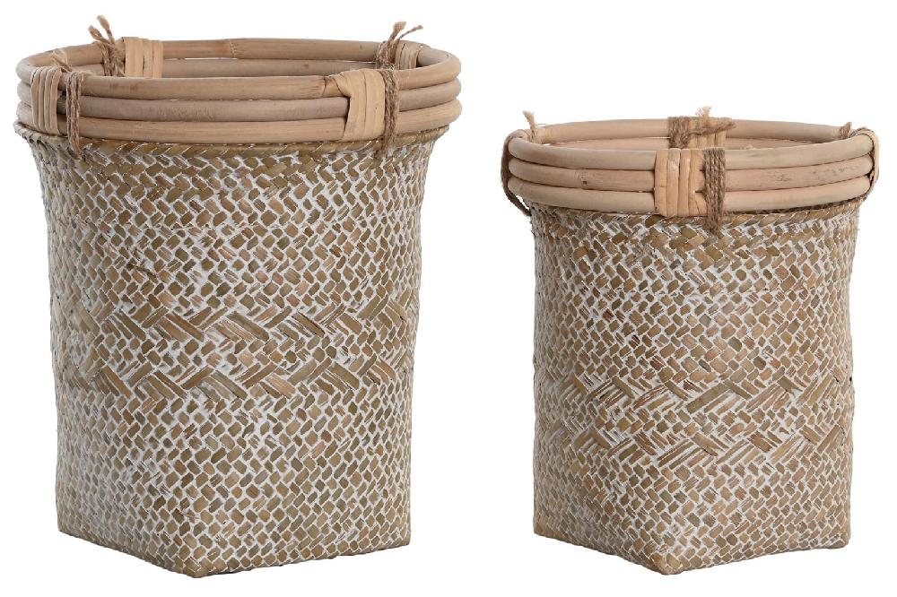 Dekodonia SET DOS CESTAS RATÁN Y PAJA