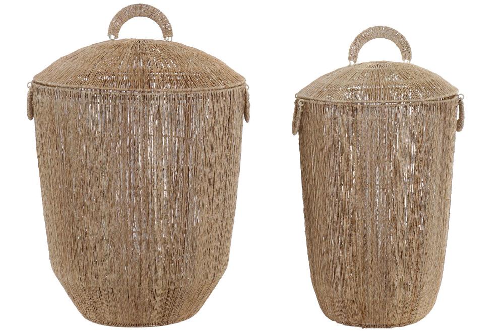 Dekodonia SET DOS CESTAS YUTE CON TAPA ALTAS