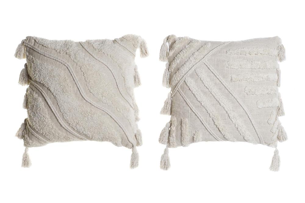 Dekodonia SET DOS COJINES ALGODÓN FLECOS