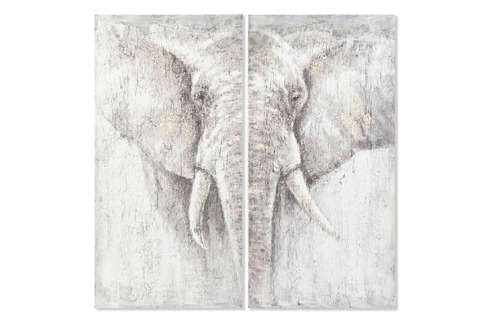 Dekodonia Set dos Cuadro Lienzo Pino Elefante