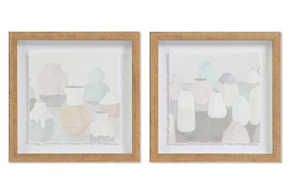 Dekodonia SET DOS CUADROS JARRÓNES BLANCOS