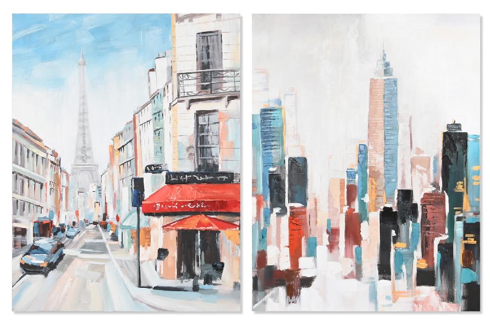 Dekodonia SET DOS CUADROS LIENZO CIUDADES