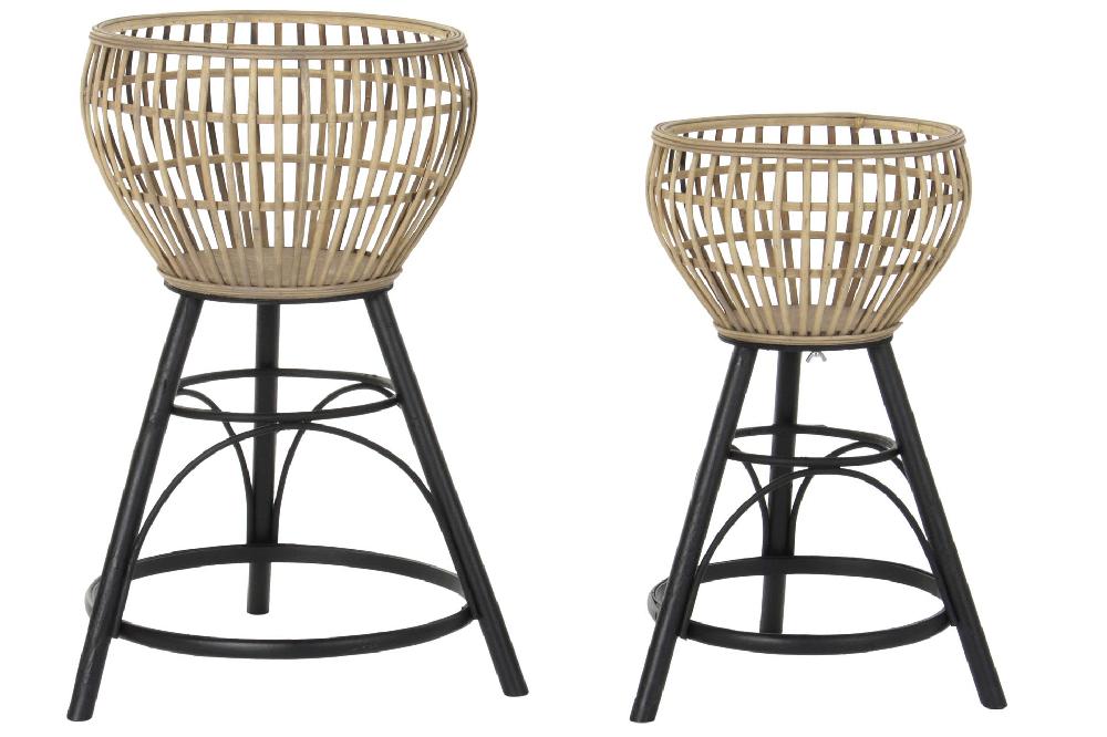 Dekodonia SET DOS MACETEROS BAMBÚ Y METAL