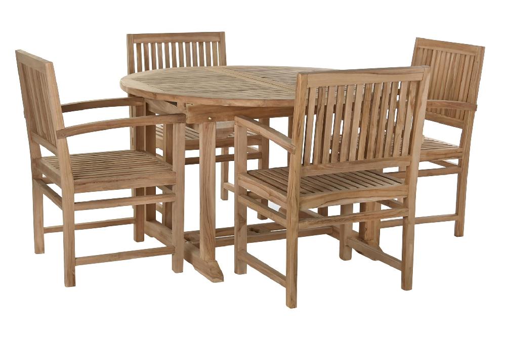 Dekodonia SET MESA Y CUATRO SILLAS TECA EXTENSIBLE