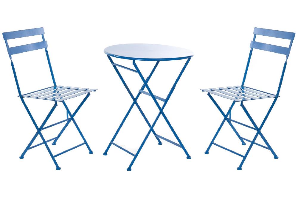 Dekodonia SET MESA Y DOS SILLAS METAL AZUL
