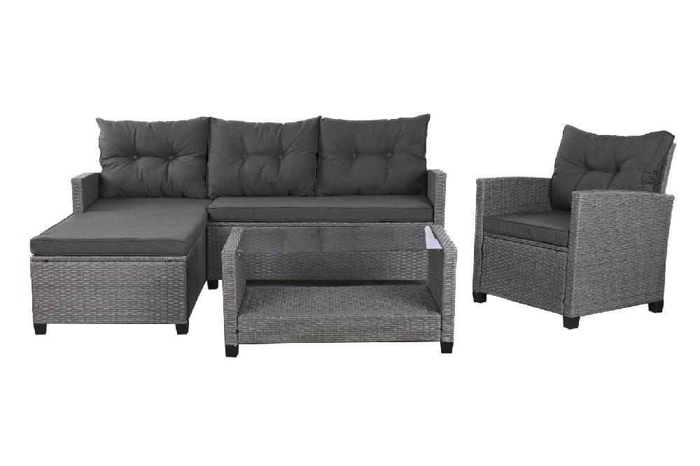 Dekodonia SET SOFÁ Y MESA RATÁN SINTÉTICO