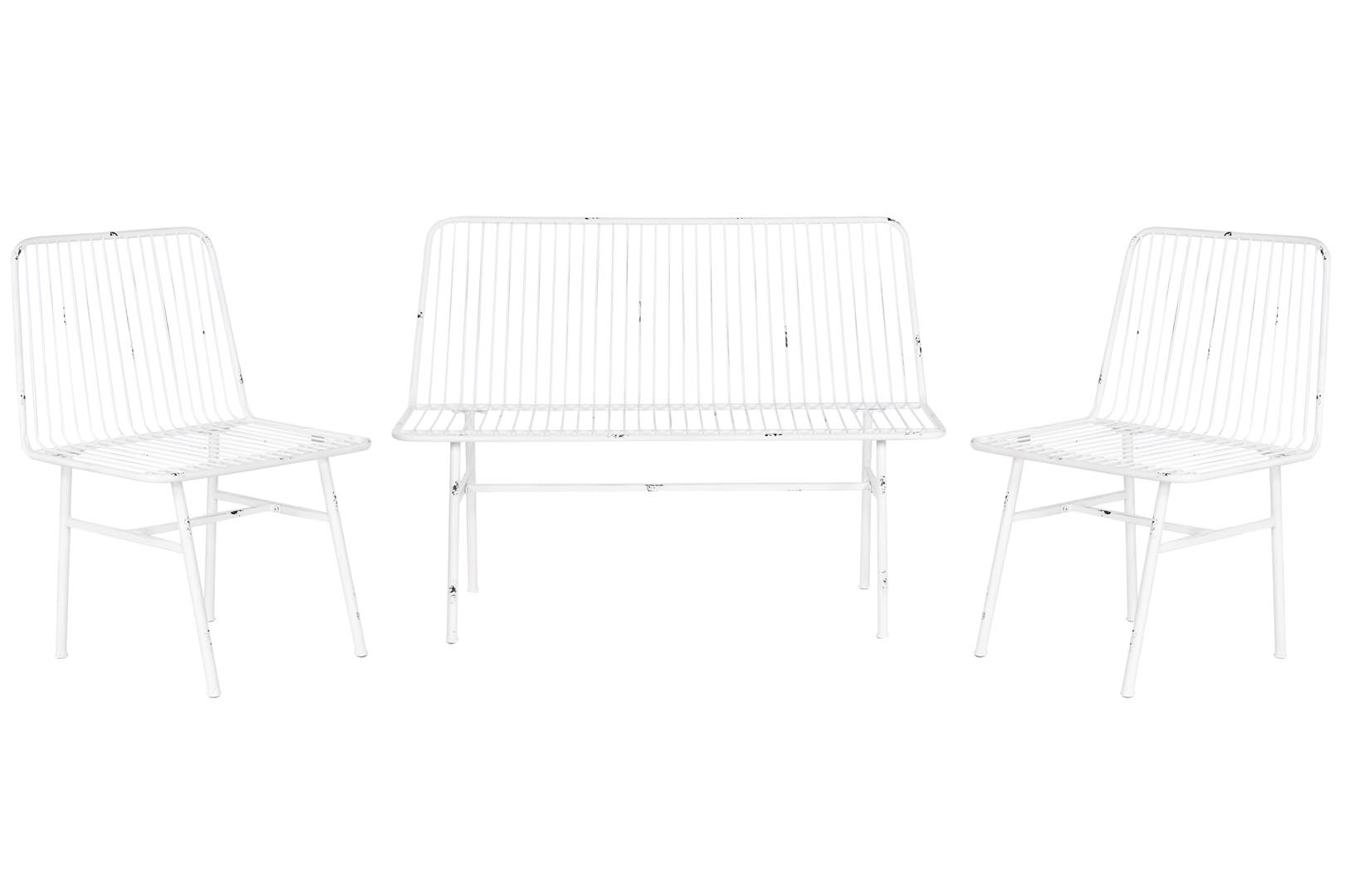 Dekodonia SET SOFÁS Y MESITA BLANCO DESGASTADO