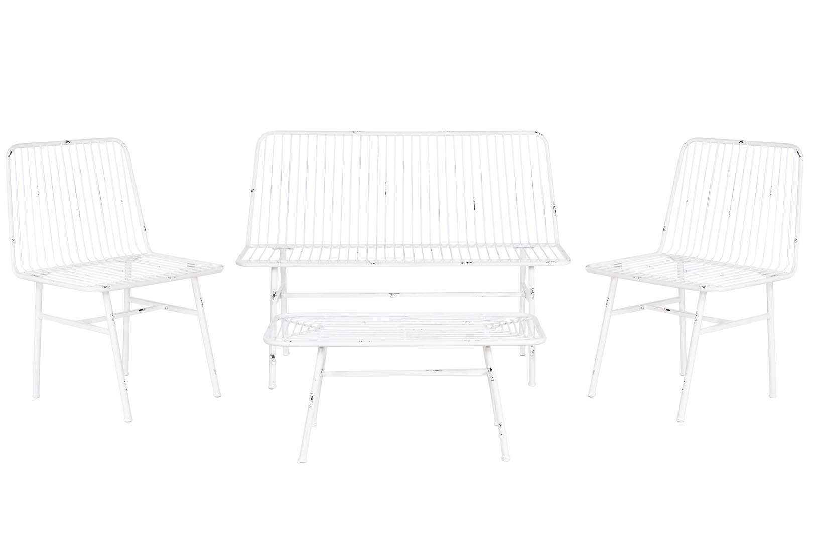 Dekodonia SET SOFÁS Y MESITA BLANCO DESGASTADO