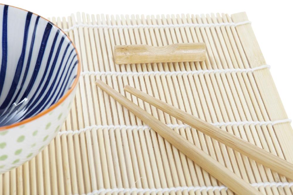 Dekodonia SET SUSHI BAMBÚ Y GRES AZUL PARA CUATRO