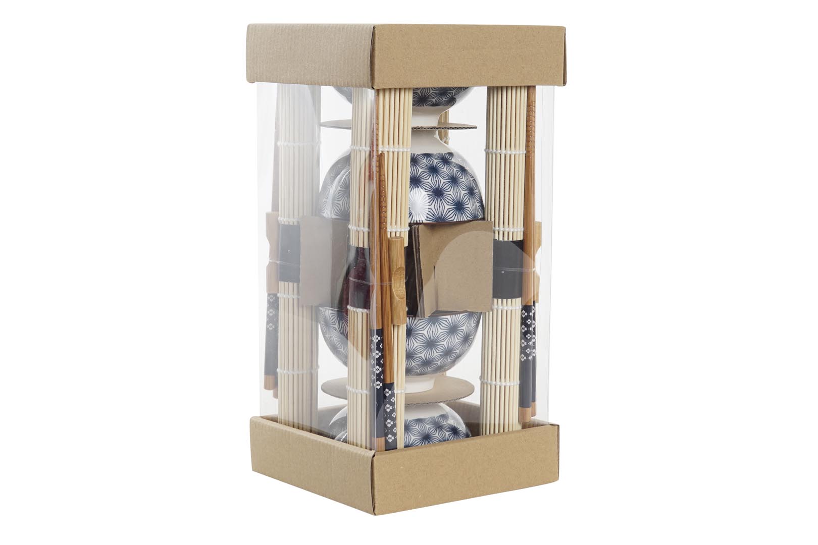 Dekodonia SET SUSHI BAMBÚ Y GRES AZUL PARA CUATRO