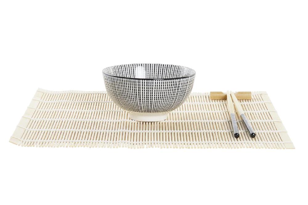 Dekodonia SET SUSHI BAMBÚ Y GRES NEGRO PARA CUATRO