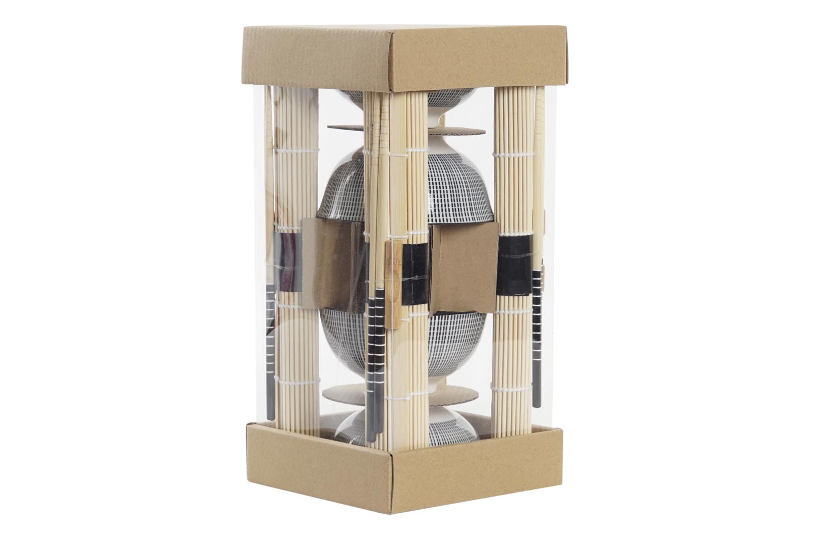 Dekodonia SET SUSHI BAMBÚ Y GRES NEGRO PARA CUATRO