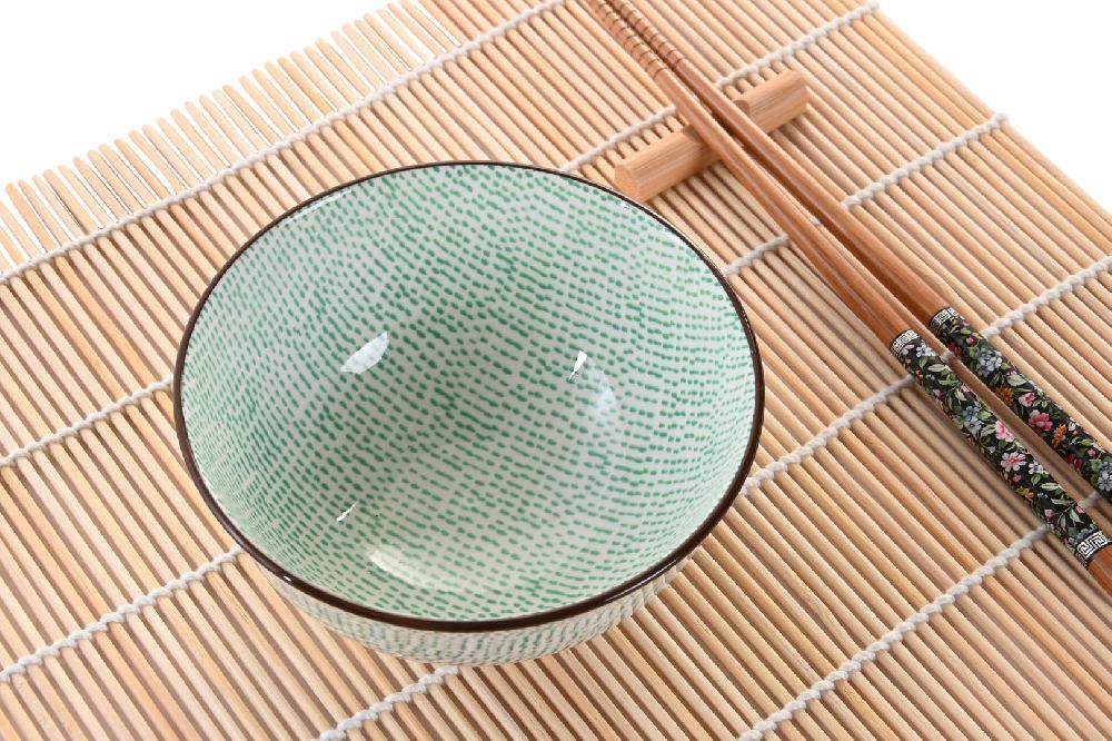 Dekodonia SET SUSHI BAMBÚ Y GRES VERDE PARA CUATRO