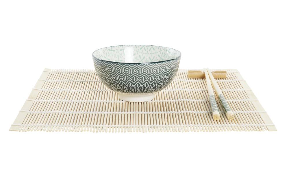 Dekodonia SET SUSHI BAMBÚ Y GRES VERDE PARA CUATRO