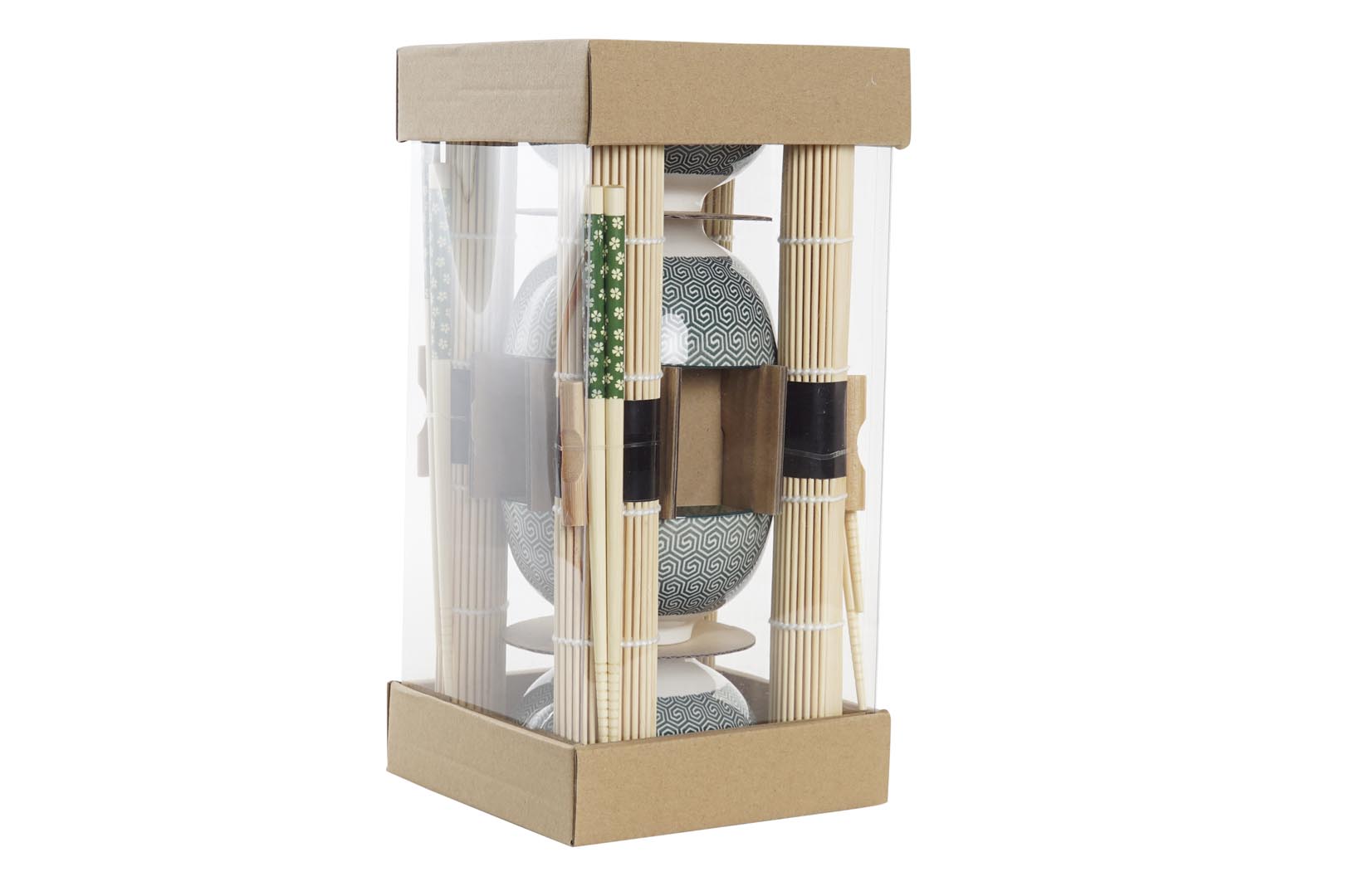 Dekodonia SET SUSHI BAMBÚ Y GRES VERDE PARA CUATRO