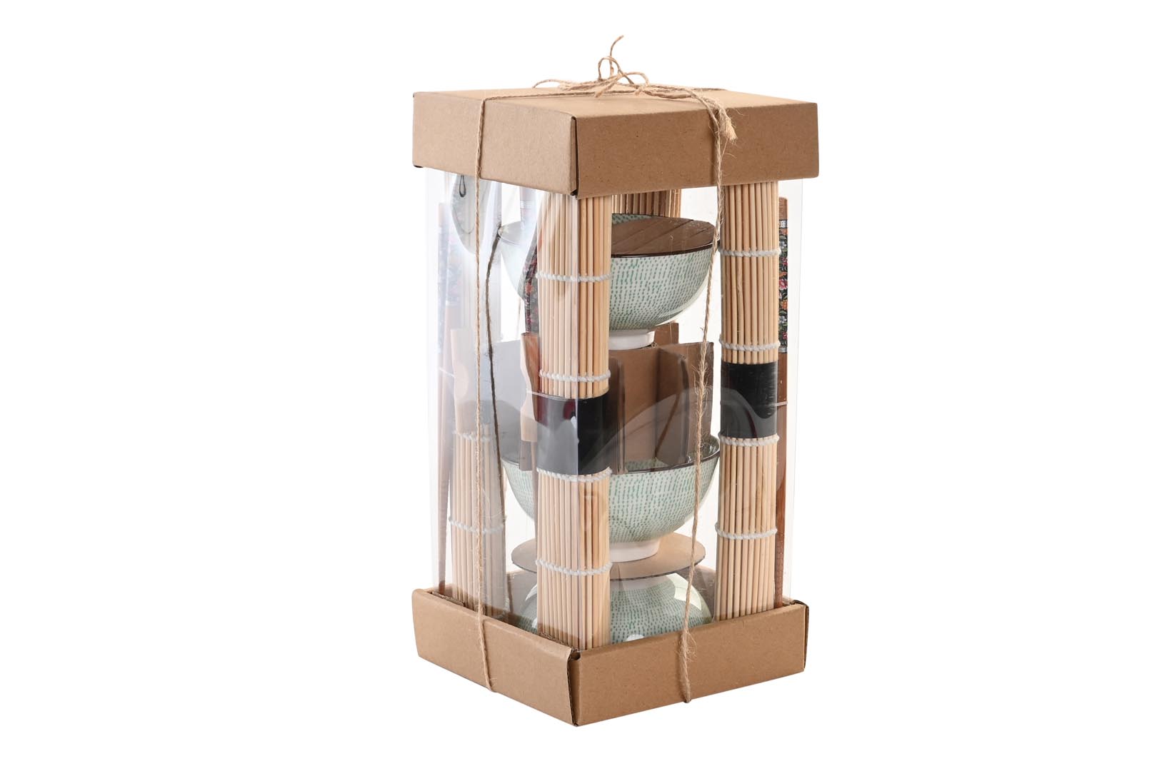 Dekodonia SET SUSHI BAMBÚ Y GRES VERDE PARA CUATRO