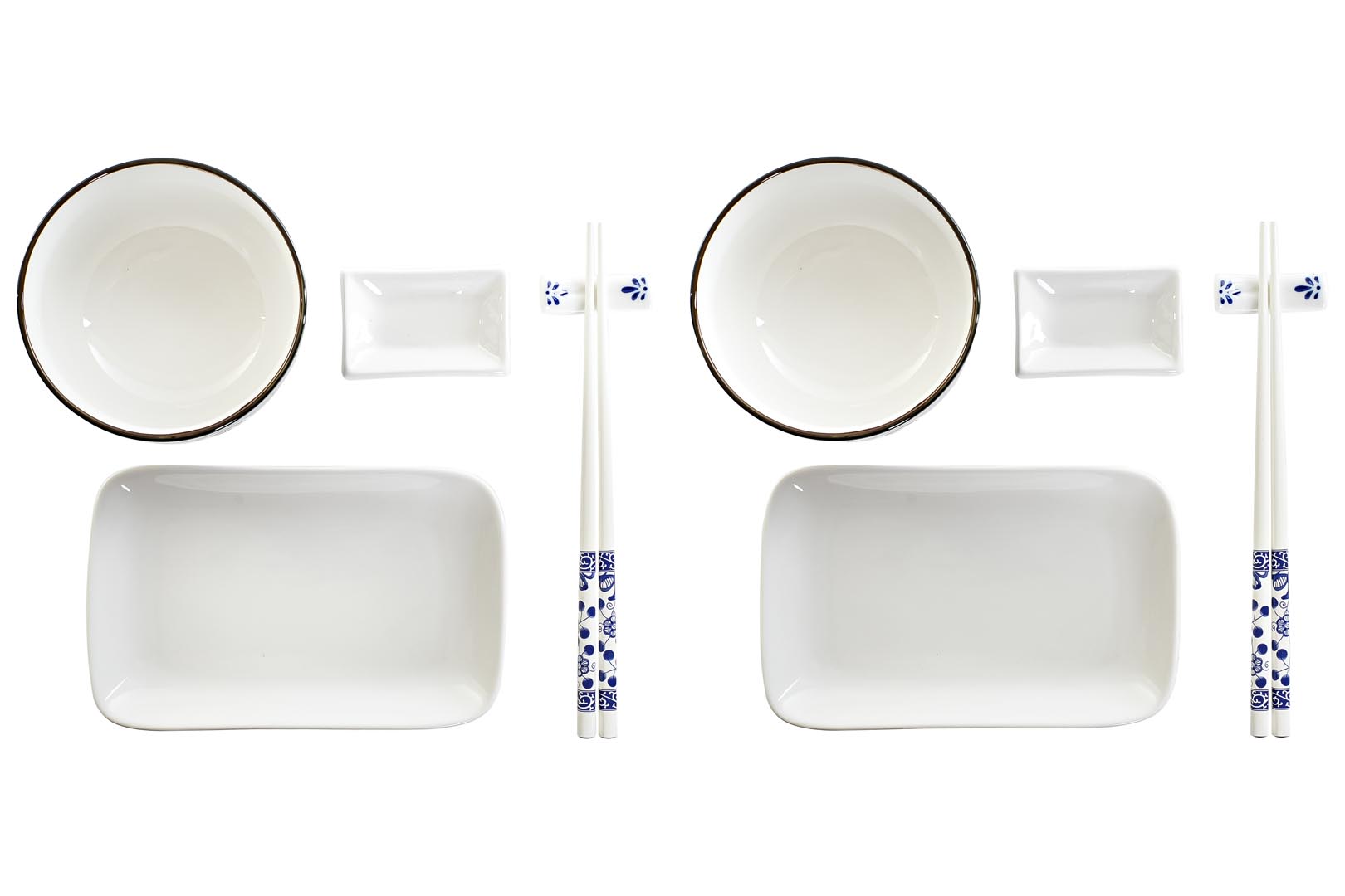 Dekodonia SET SUSHI PORCELANA BLANCA PARA DOS