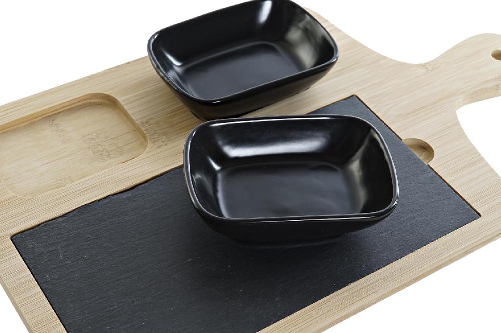 Dekodonia SET TABLA APERITIVO BAMBÚ Y PIZARRA