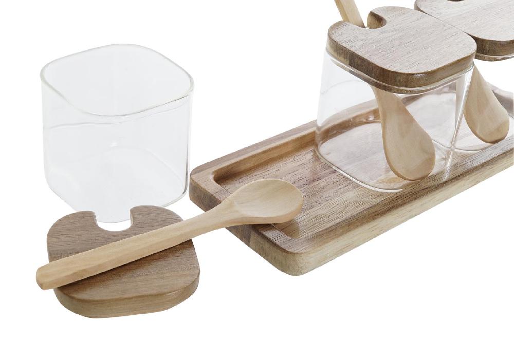 Dekodonia SET TRES AZUCAREROS BAMBÚ CON CUCHARA