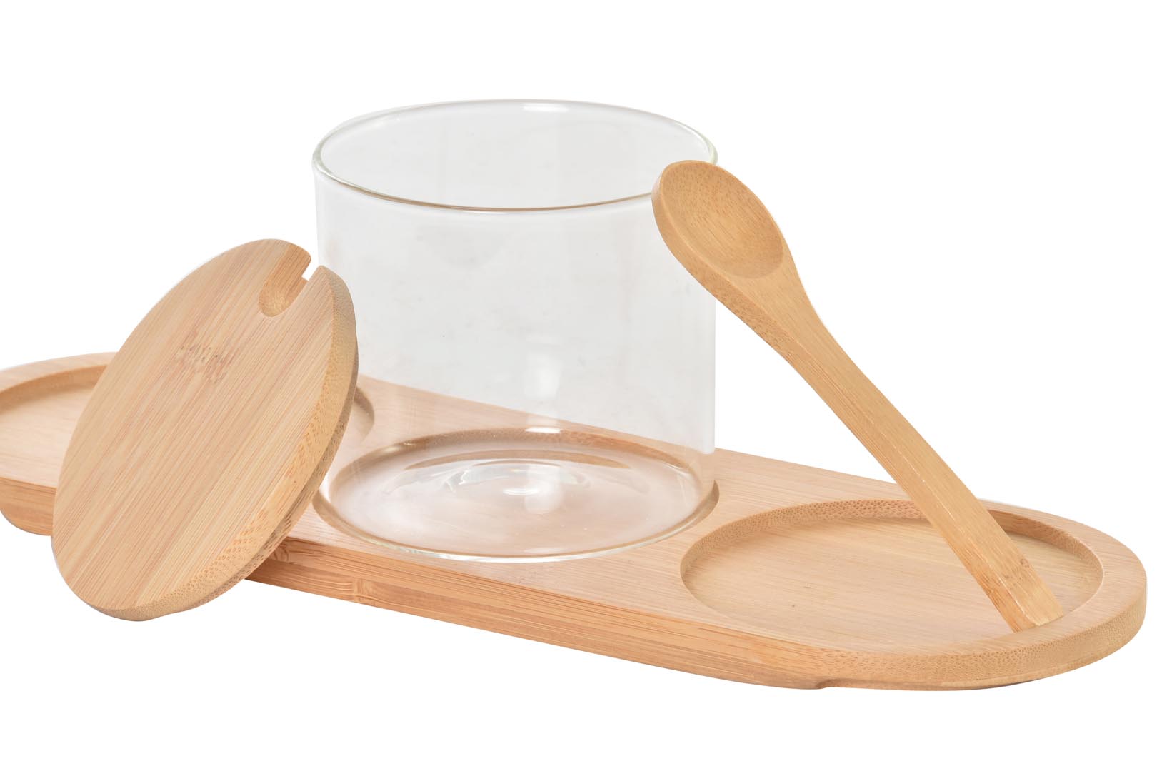 Dekodonia SET TRES AZUCAREROS BAMBÚ CON CUCHARA