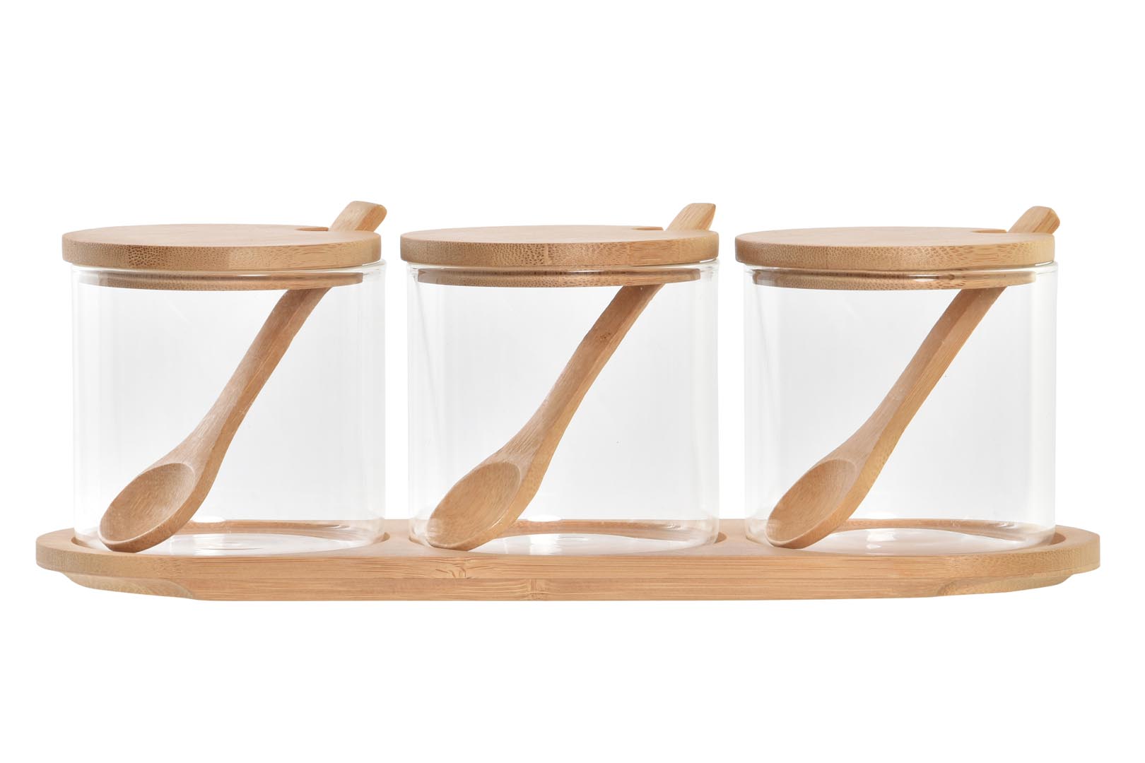 Dekodonia SET TRES AZUCAREROS BAMBÚ CON CUCHARA