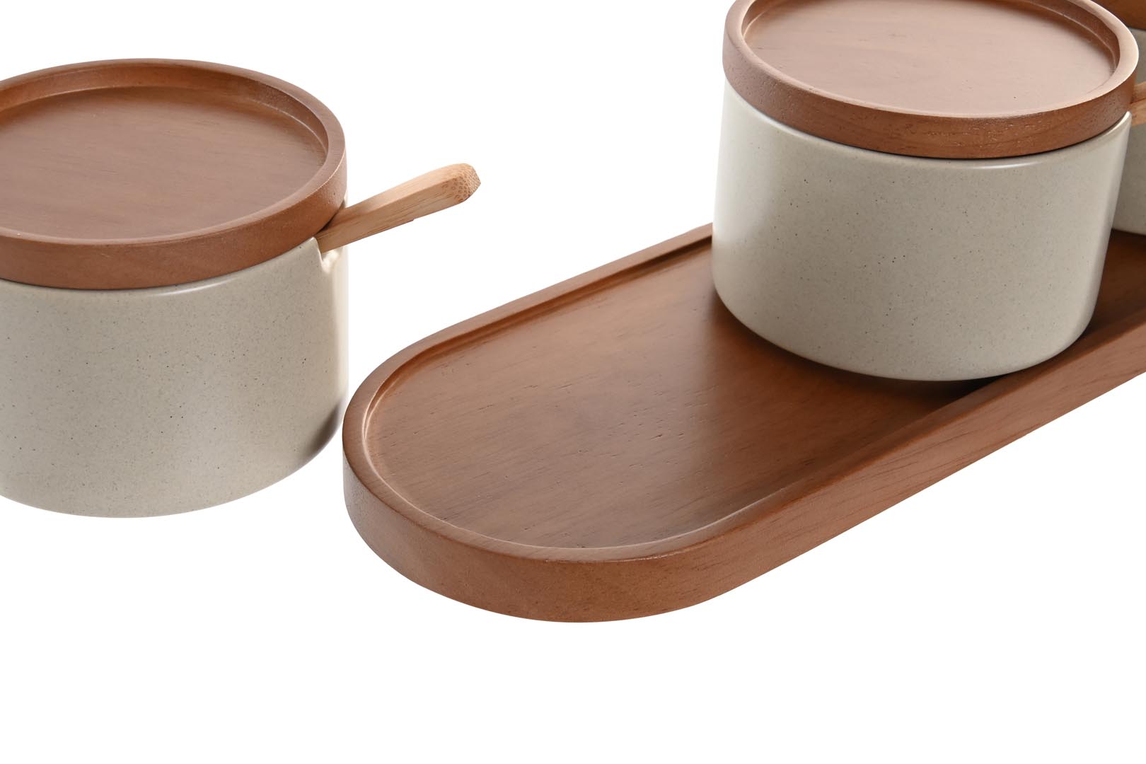 Dekodonia SET TRES AZUCAREROS CON CUCHARA BEIGE