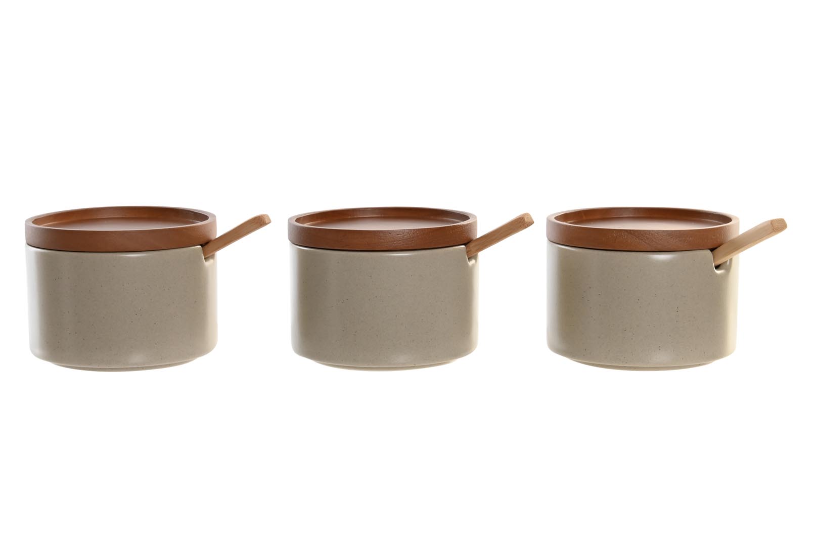 Dekodonia SET TRES AZUCAREROS CON CUCHARA BEIGE